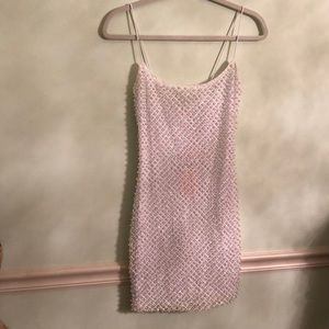 Oh Polly  drop a glint embellished miniwhite dress